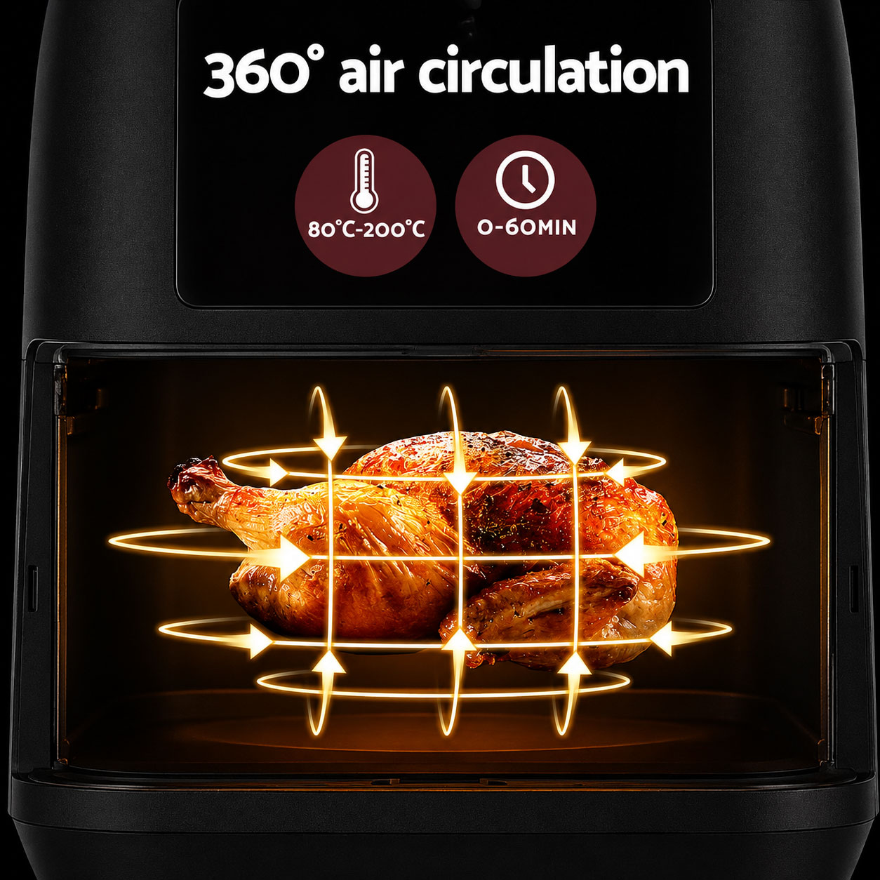 8L Air Fryer 1700W Black - Image 4