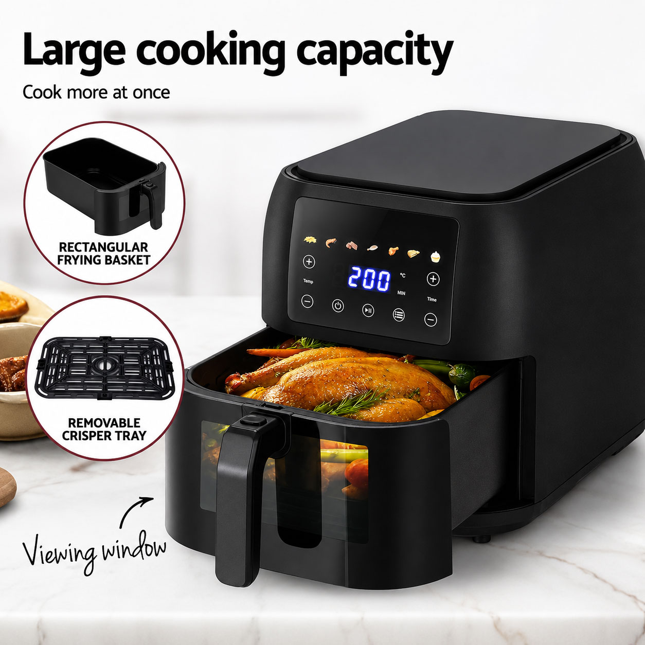 8L Air Fryer 1700W Black - Image 5