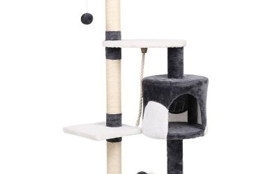 Cat Kitten Toy 112cm Scratching Tree White & Grey