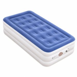 Air Bed 46cm Blue & White with Built-in Pump Single