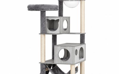 Cat Kitten Toy 178cm Scratching Tree Wooden Grey & White
