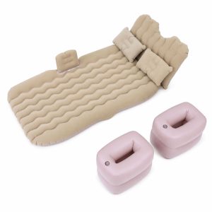 SUV Car Air Mattress Single Inflatable Camping Bed with Electric Pump Beige