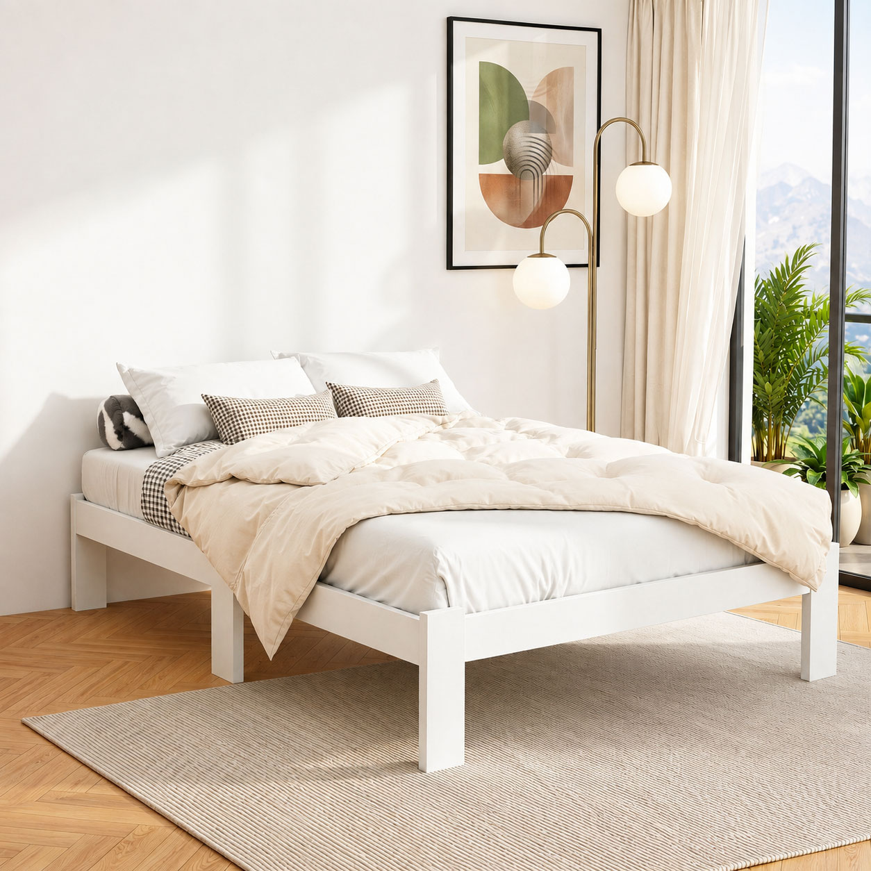 Timber Bed Frame Jade White - Image 2