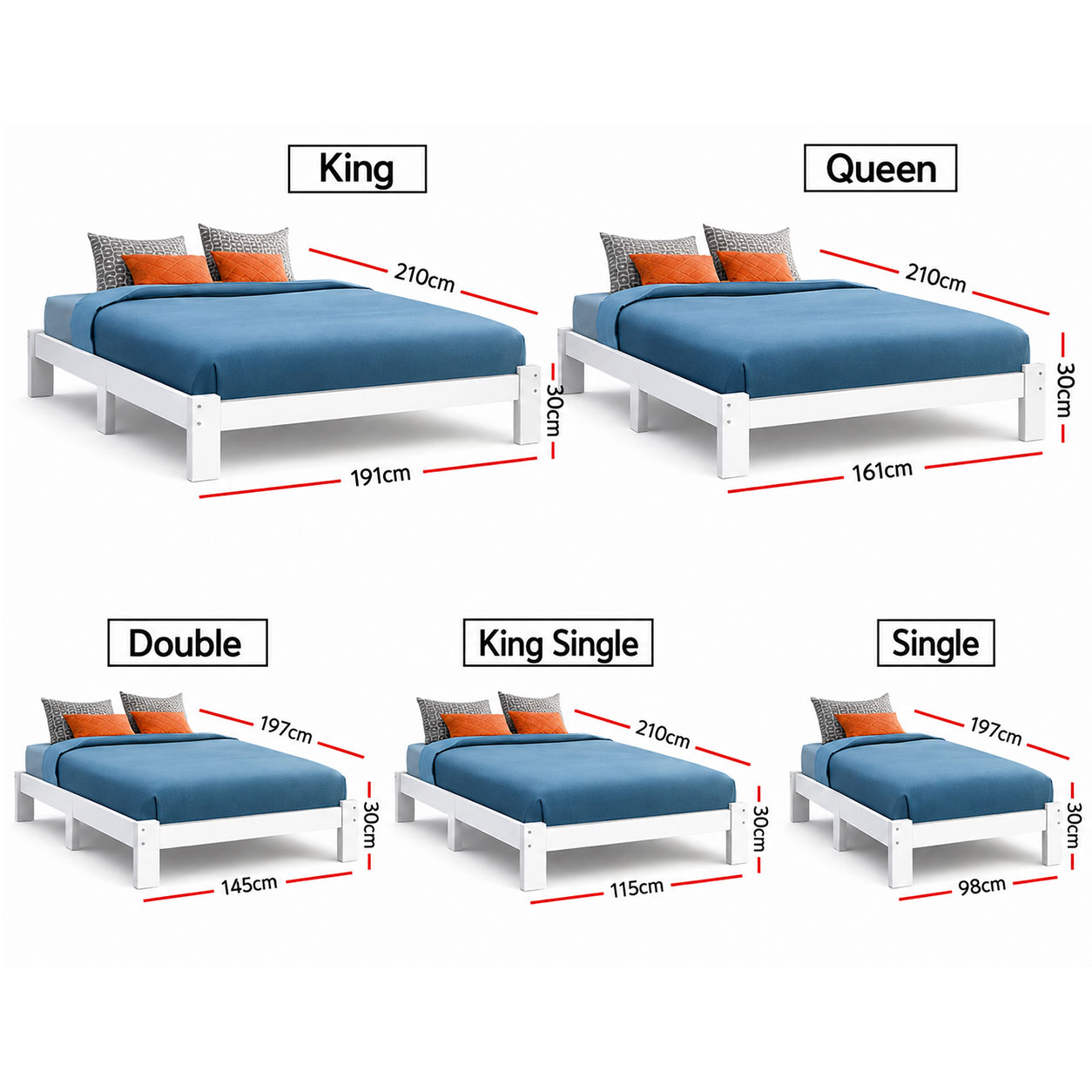 Timber Bed Frame Jade White - Image 3