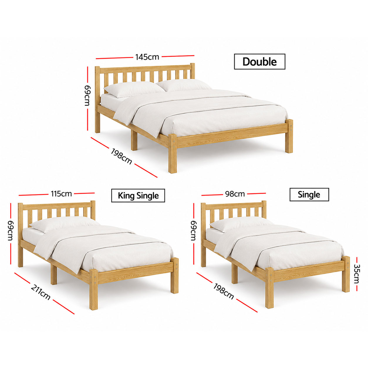 Timber Bed Frame Sofie Oak - Image 3